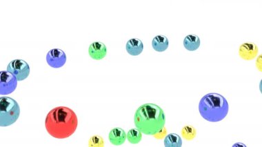 Beyaz ağ bulut konseptine renkli Elastik metal küreler çarpıştırıcı