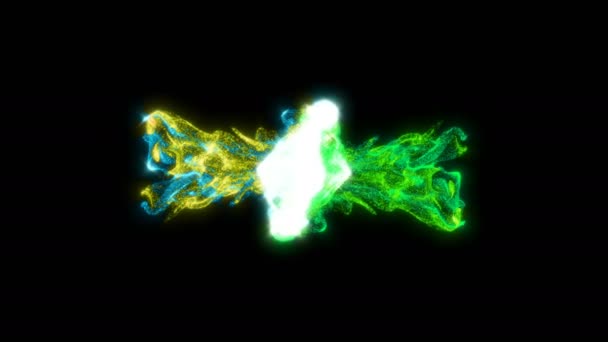 Collider de fluide colorate pe stropire lichidă neagră Particule abstracte de nor de fum — Videoclip de stoc