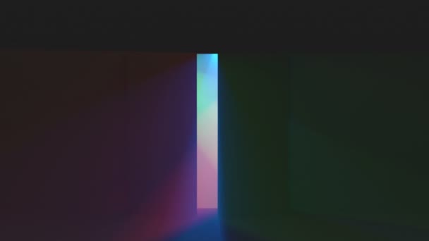 Nowoczesne drzwi otwarte kolorowe światła Pozytywny nastrój Jasny nowoczesny otwór — Wideo stockowe