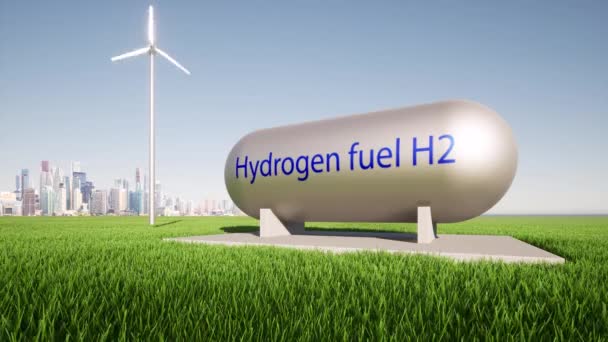 Conceito de veículo tanque de combustível de hidrogênio renovável Sistema de armazenamento de energia Usina elétrica Tecnologia futurista — Vídeo de Stock