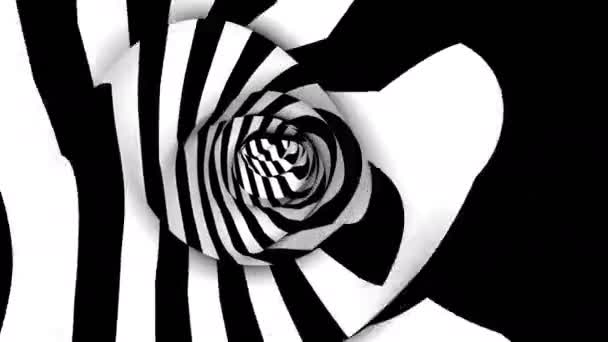 3d striped tunnel geometric optical illusion able to loop seamless hypnotic circles — Stock Video