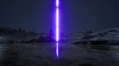 Neon lazer bilim kurgu gezegeni manzara alanı sanat bilimi animasyonu