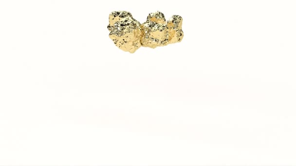 Guld bitar Krock mellan gyllene stenar Begreppskonst 3D-stil — Stockvideo