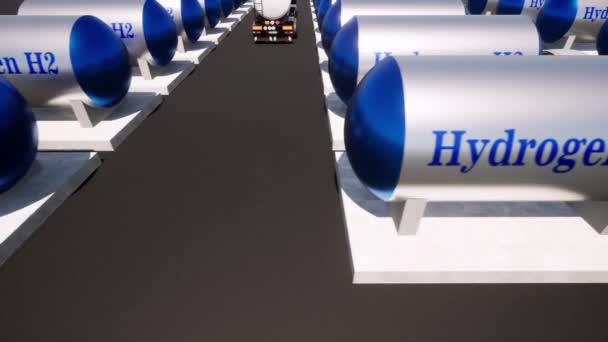 Estación de hidrógeno H2 Equipamiento moderno Concepto ecológico Almacenamiento industrial — Vídeo de stock