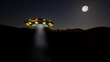 Fantezi UFO ve Ay ışığı Gelecek teknolojisi Uçan uzay gemisi Gece Yıldızları