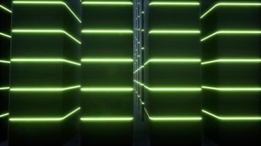 Dolap neon veri merkezi Modern ekipman veri tabanı tekno öncü iç mekan