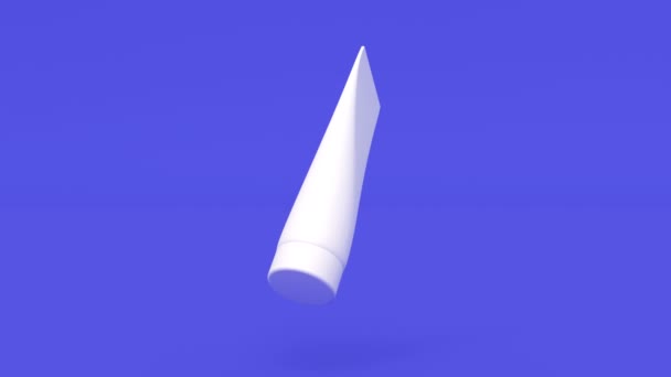 White tube mockup on blue Skin care health illness able to loop seamless — Vídeo de Stock