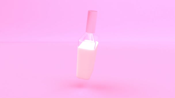 Pink cream skin care glass tube mockup Fashion beauty Skincare concept Transparent Medical able to loop seamless — Stock video