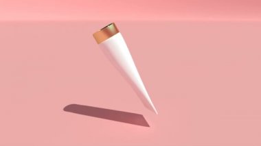 Pembe arka planda beyaz bir kozmetik tüpü ile 3D model cilt bakımı kusursuz döngü yapabilir