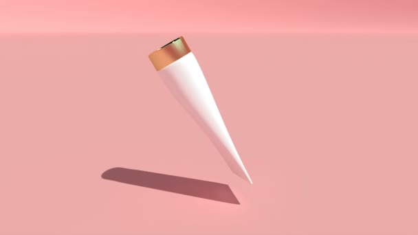 Modélisation 3d avec blanc un tube de cosmétiques sur fond rose Soin de la peau capable de boucler sans couture — Video