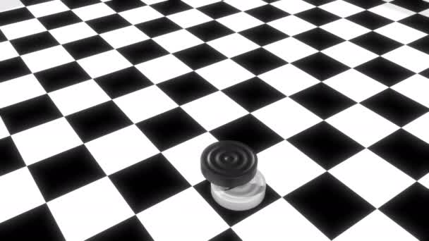 Sakk játék kerek draughts Koncepció oktatás 3D-s hamis játék Vége a big bang — Stock videók