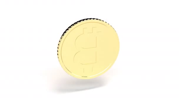 Gold bitcoin on white Crypto currency Electronic money able to loop seamless — Stock Video