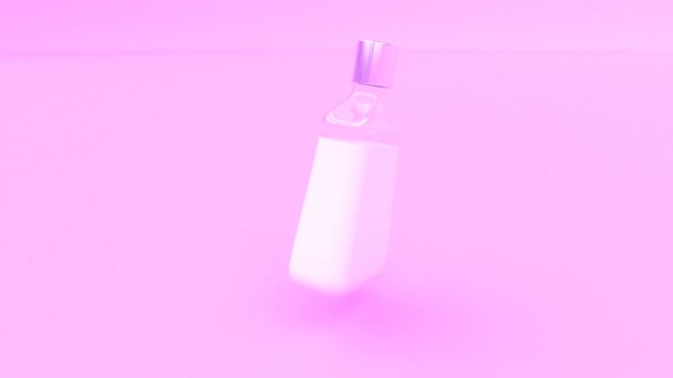 Frasco de vidro rosa creme mockup Cuidados com a pele conceito capaz de loop sem costura — Vídeo de Stock
