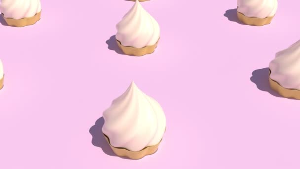 Grand groupe de crème glacée sur le dos rose clair capable de boucler sans couture — Video