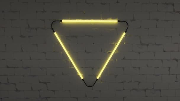 Triangolo al neon lampeggiante sul design del concetto di parete in grado di loop senza soluzione di continuità — Video Stock
