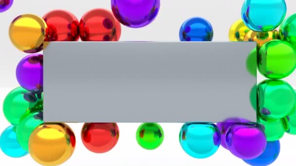 Color soft metal spheres are attracted to the iron box Concept art intro — Stock Video