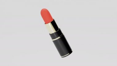 Beyaz arka planda kırmızı ruj. Moda güzelliği kusursuz döngü yapar.