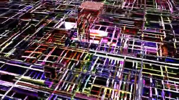 Architektura wirtualnej rzeczywistości komputer kwantowy Koncepcja projektowania cyfrowego w stanie pętli płynnej — Wideo stockowe