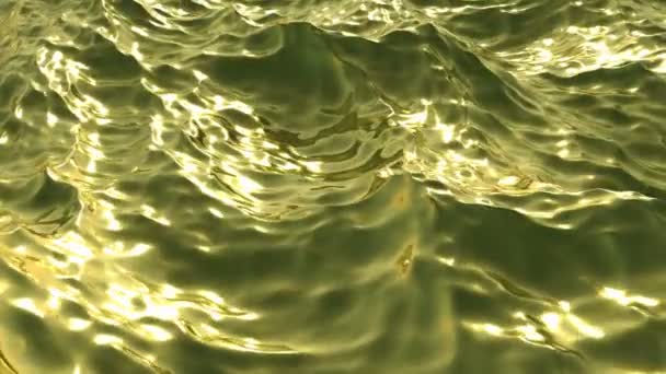 Золотою хвилею м'якої поверхні океану Відбиття сонячного світла супер повільний рух 1000fps — стокове відео