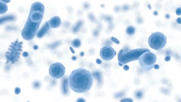 Corpo azul microbioma bacterium conceito médico Alimentos saudáveis — Vídeo de Stock