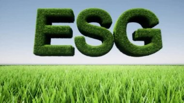 ESG metin sembolü 3d yeşil peyzaj yaratıcı çevre yatırım fonu