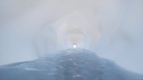 Голубая ледяная пещера заморозила снег — стоковое видео