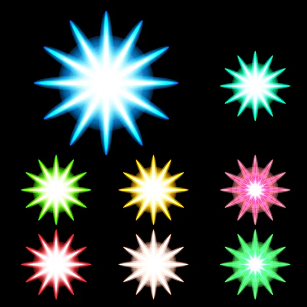 Conjunto de estrellas de efecto de luz brillante Vector 4 — Vector de stock