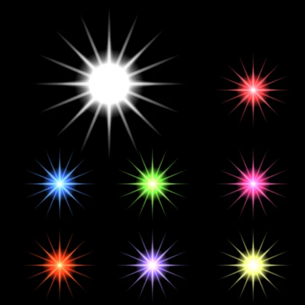 Set of Vector glowing light effect stars 5 — Stock Vector