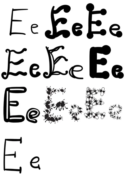 Набор из десяти различных букв Е, Вектор — стоковый вектор