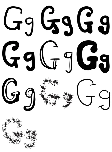 Набор из десяти различных букв G, Вектор — стоковый вектор