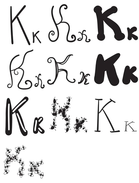 Набор из десяти различных букв K, Вектор — стоковый вектор