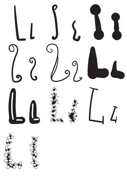 Набор из десяти различных букв L, Вектор — стоковый вектор