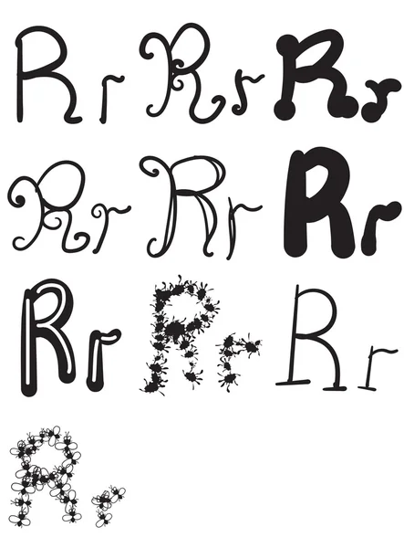 Conjunto de dez letras diferentes R, Vector — Vetor de Stock