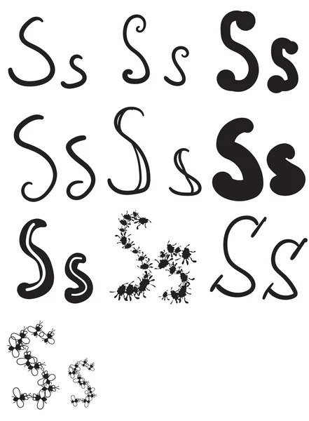 Набор из десяти разных букв S, Вектор — стоковый вектор