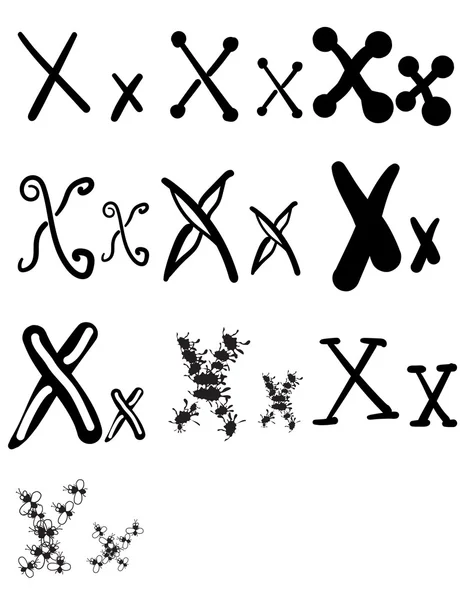 Satz von zehn verschiedenen Buchstaben x, Vektor — Stockvektor