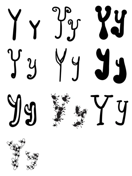 Набор из десяти различных букв Y, Вектор — стоковый вектор