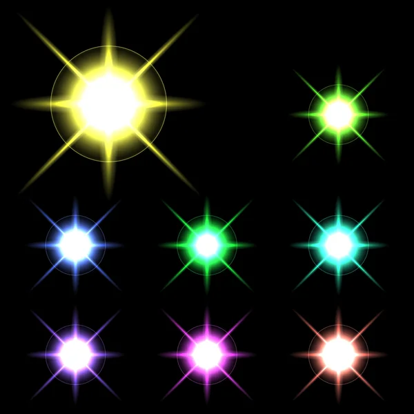 Vector glowing lights, stars and sparkles 4 — Stock Vector