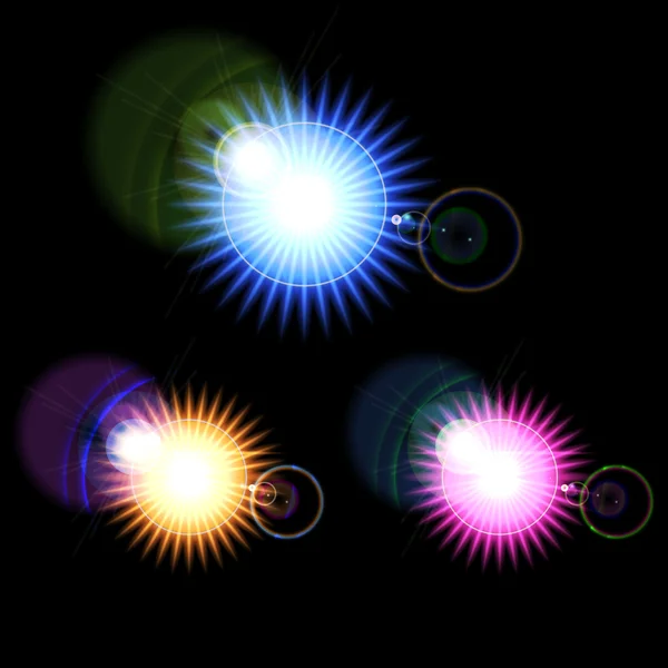 Establecer efecto de luz estrellas vector de diseño — Vector de stock