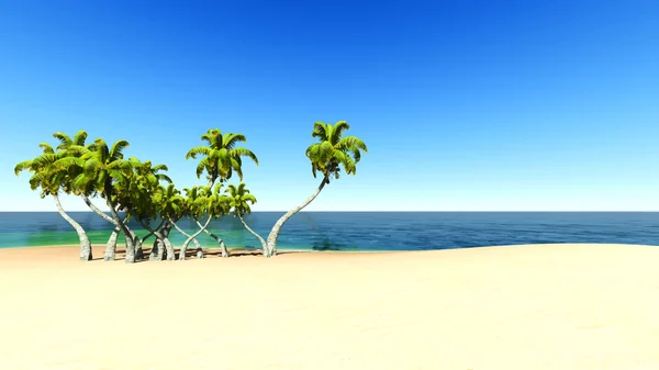 Playa y mar tropical. EPS10 vector . — Vector de stock