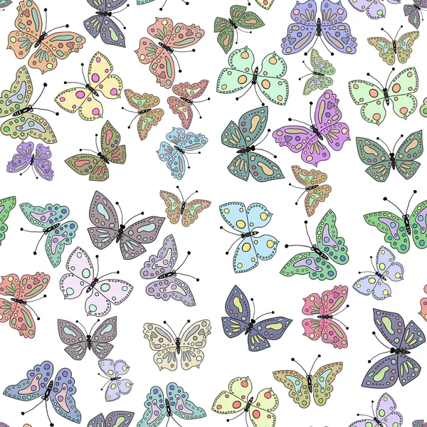 Modello di farfalla colorata senza soluzione di continuità. Vettore — Vettoriale Stock