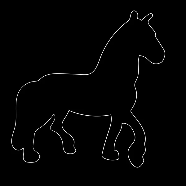 Caballo blanco en el vector de silueta animal negro — Archivo Imágenes Vectoriales