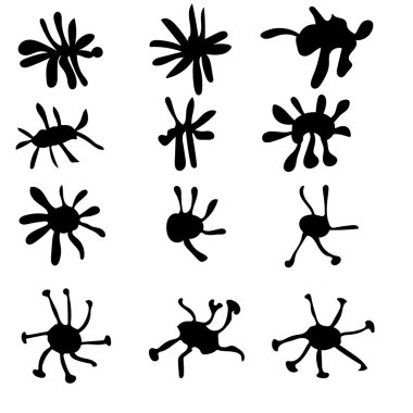 Grunge mürekkep vektör öğeleri kümesi. Fırça darbeleri.