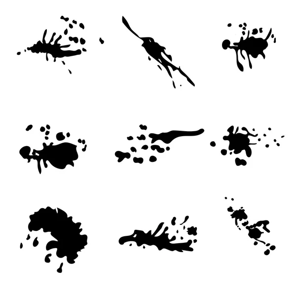 Set of grunge ink vector elements. Brush strokes. — Stock Vector