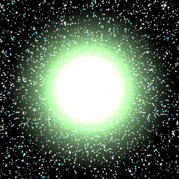 Fundal luminos de noapte cu stele și lumini — Vector de stoc
