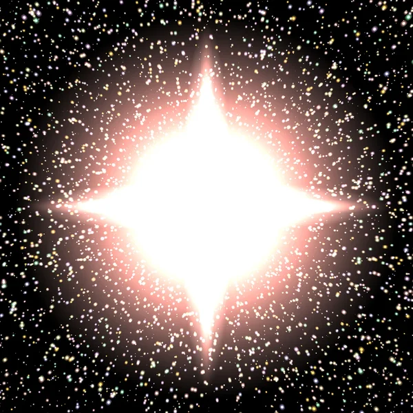 Яркий ночной фон со звездами и огнями — стоковый вектор