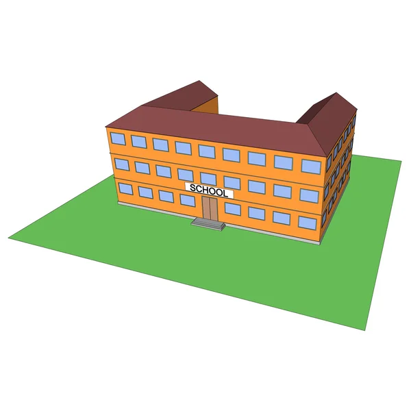 Edificio scolastico dei cartoni animati. Vettore — Vettoriale Stock