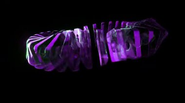 Color glass panels on black bg rotate endless 4k