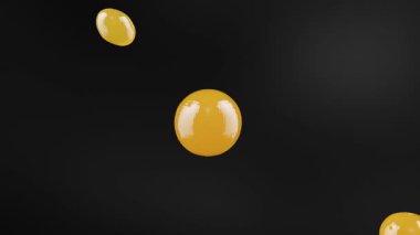 Siyah bg üzerinde turuncu sarı sıvı sıçrama süper yavaş çekim 1000 FPS 4k