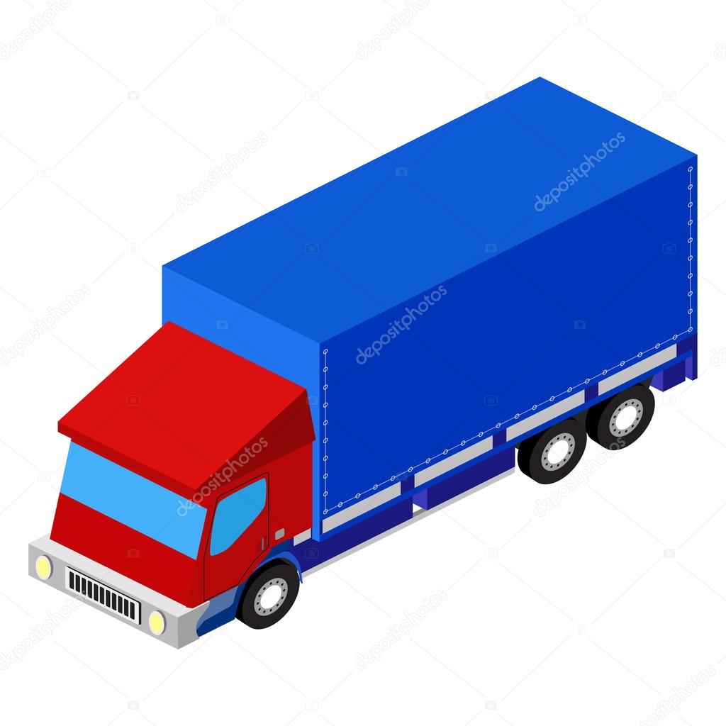 Vector delivery truck isometric set