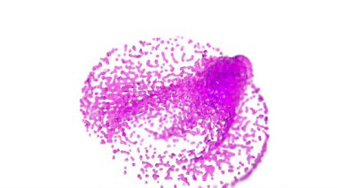 Beyaz bg üzerinde mor sıvı sıçrama süper yavaş çekim 1000 FPS 4k